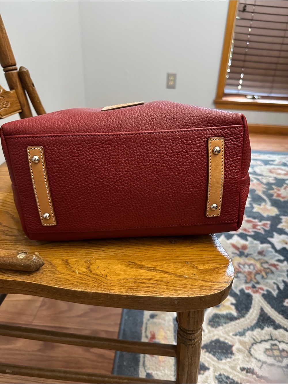 Dooney & Bourke Red Pebble Leather Hobo with Tan Trim - Picture 4 of 7